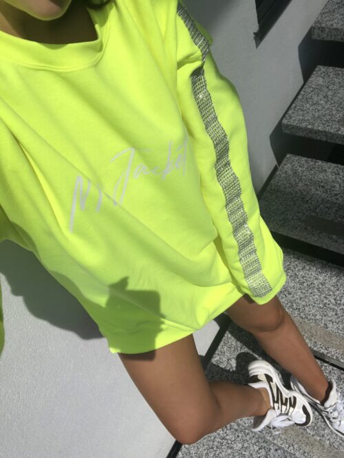 BLUZA NEON ŻÓŁTA CEKINKI