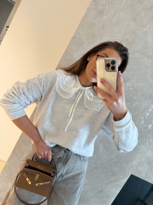 Szara bluza Mangi z kołnierzykiem