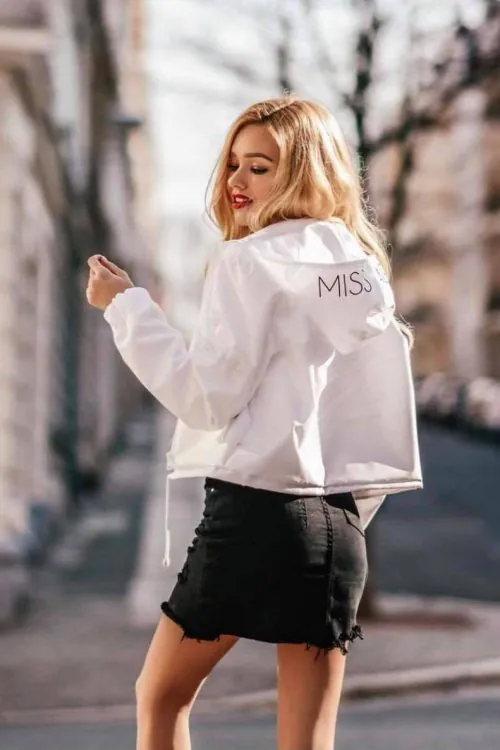 BIAŁA WIOSENNA KRÓTKA KURTKA MISSJACKET