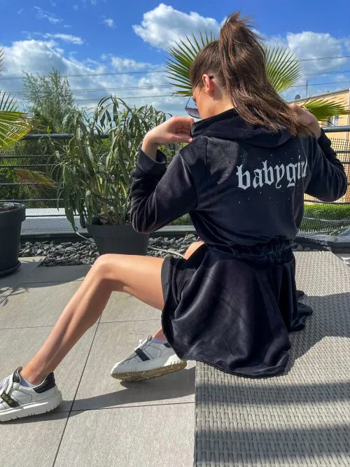 Welurowy komplet BABYGIRL Cekinki