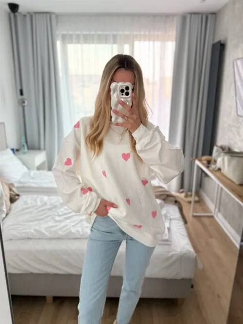 Biała bluza Pink Hearts