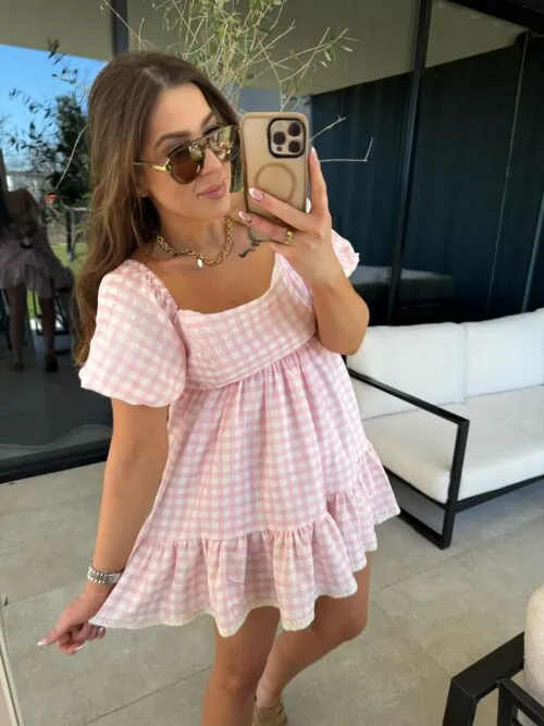 Sukienka Poppy Pink w kratkę