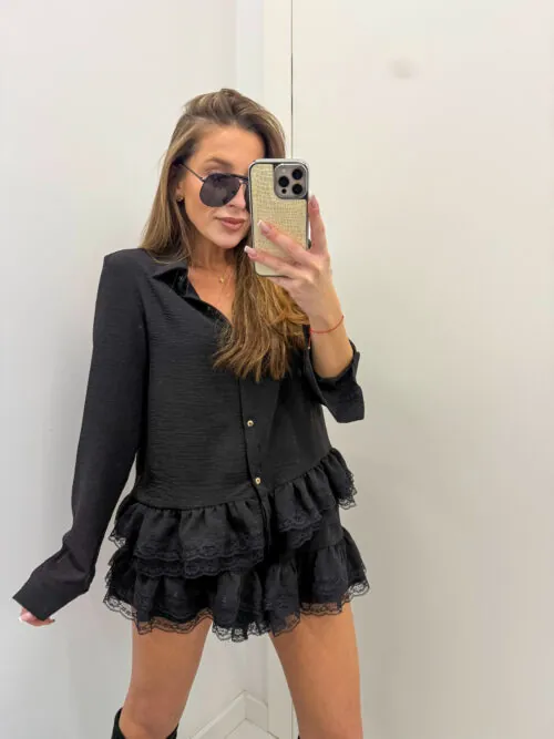 Koszulowy komplet Balencia z koronką